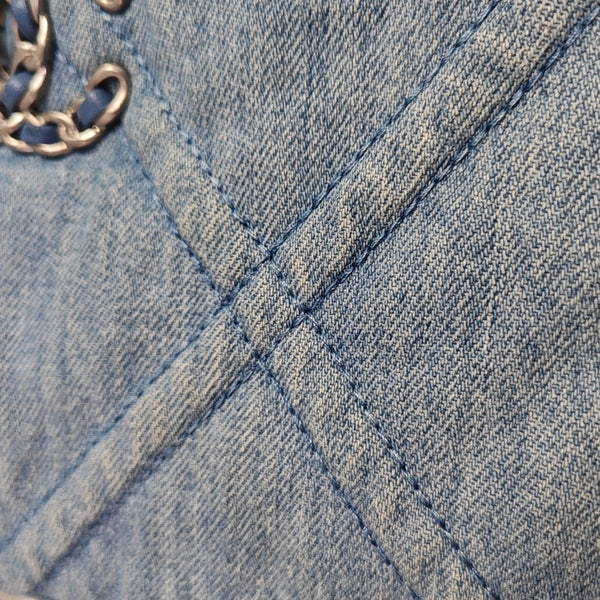 CHANEL 19 Small Quilted Canvas Blue