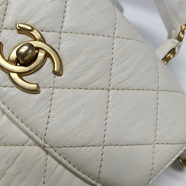 COCO HANDLE Mini Quilted Lambskin White