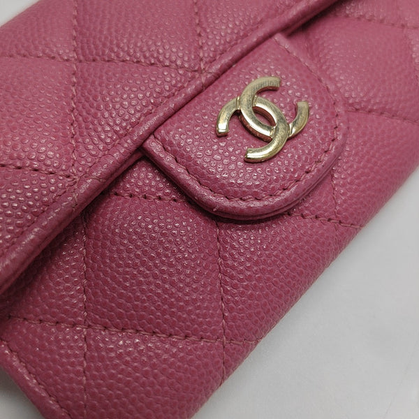 CLASSIC FLAP Quilted Grained Calfskin Pink Wallet