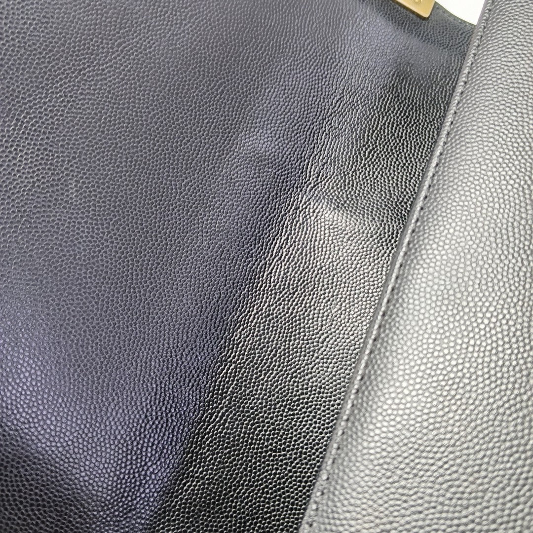 BOY CHANEL Medium Quilted Grained Calfskin Black