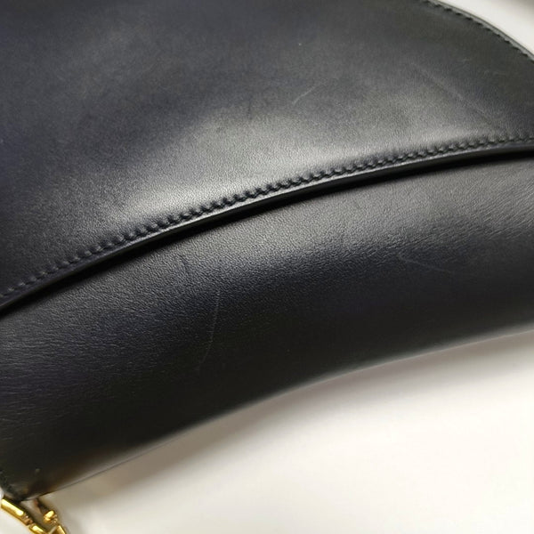 Authenticated pre-owned  Saddle Calfskin Black - Shoulder Bag at Looply