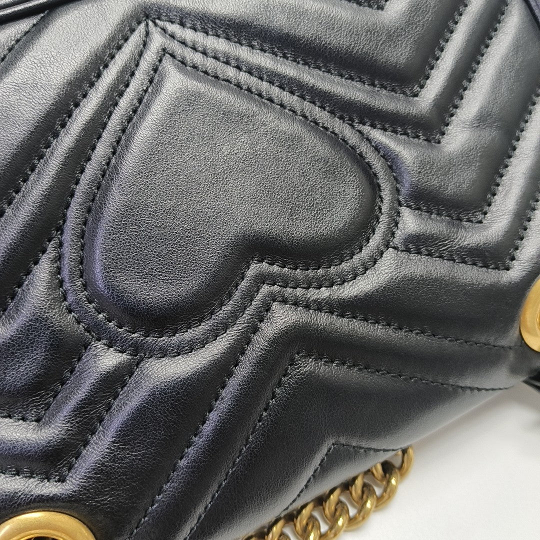 GG Marmont Small Quilted Calfskin Black
