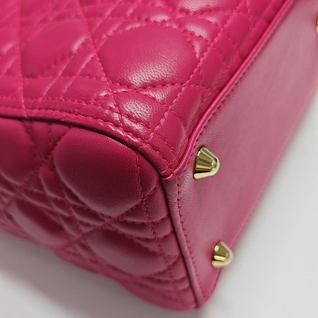 Lady Dior Large Cannage Lambskin Red