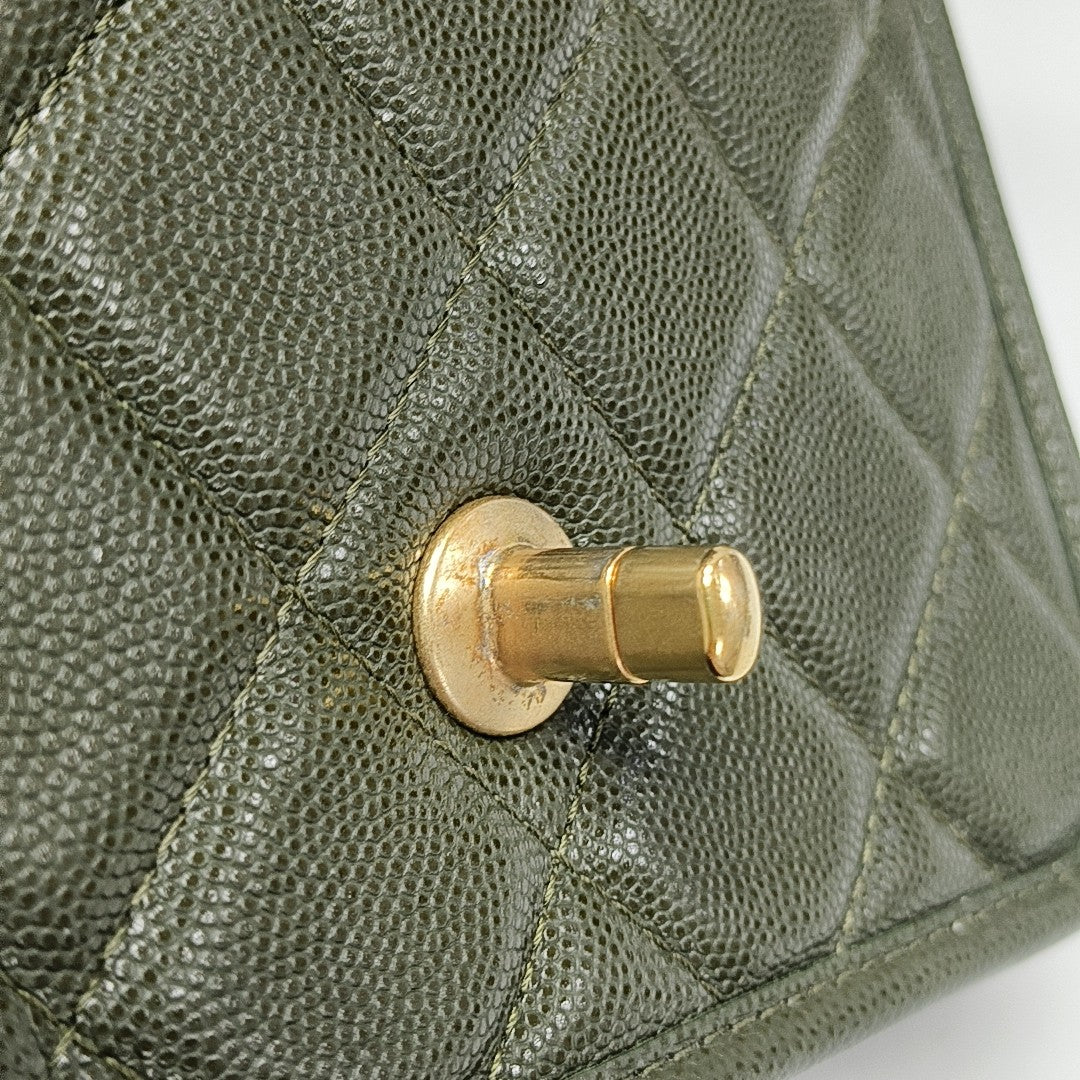 Quilted Grained Calfskin Small Green