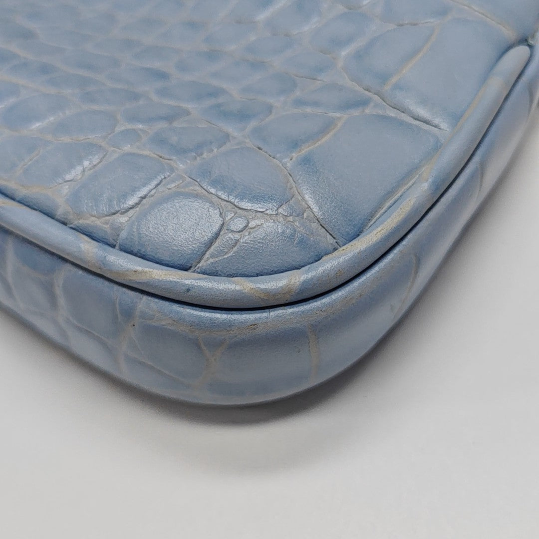 Leather Top Handle Bag Blue