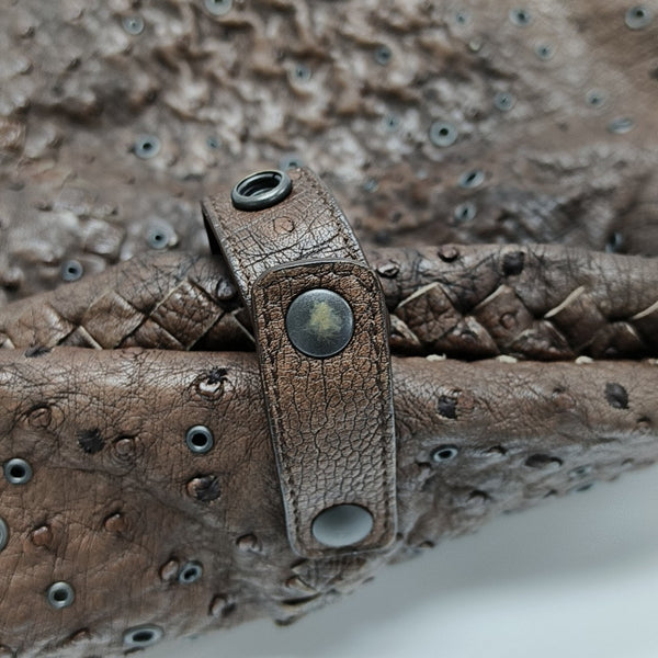 Ostrich Top Handle Bag Brown