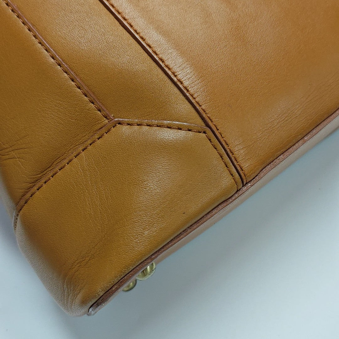 Calfskin Top Handle Bag Brown