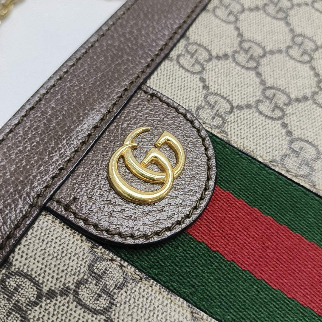 Ophidia Small Monogram Coated Canvas Beige