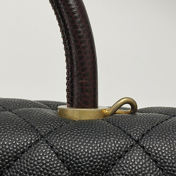 COCO HANDLE Medium Quilted Grained Calfskin Black