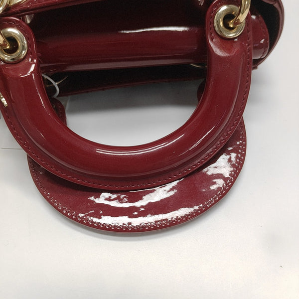 Lady Dior Mini Cannage Patent Leather Red