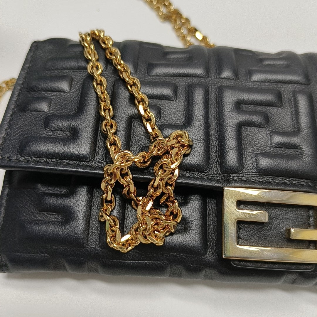 Monogram Lambskin Shoulder Bag Black