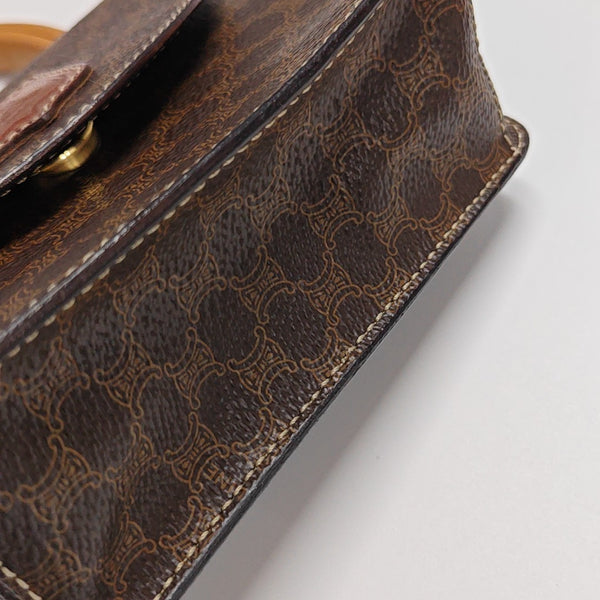 Coated Canvas Top Handle Bag Brown