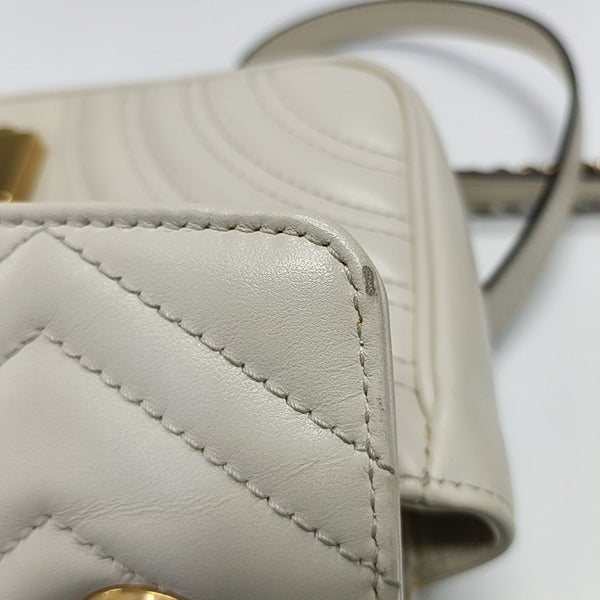 GG Marmont Small Quilted Calfskin White