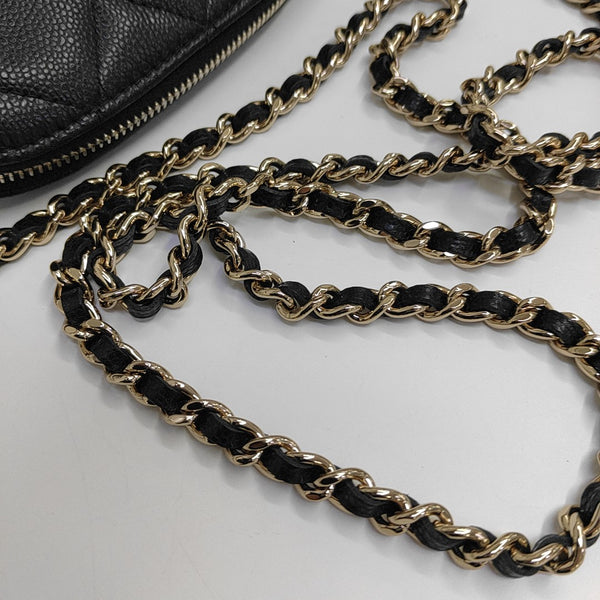 Quilted Grained Calfskin Shoulder Bag Black