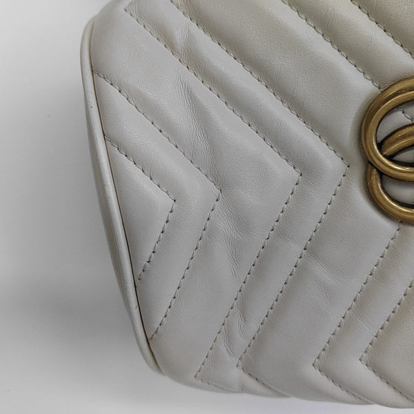 GG Marmont Mini Quilted Calfskin White