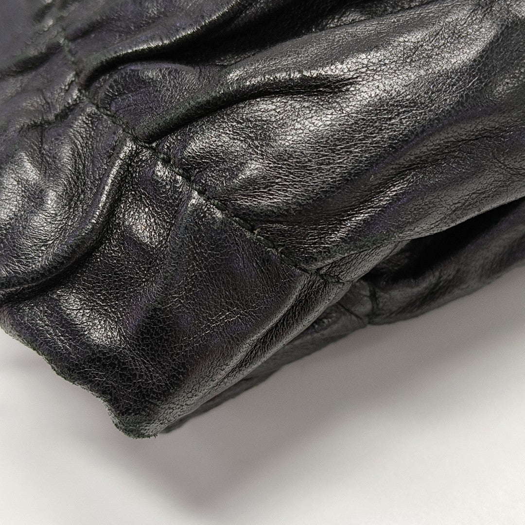 Lambskin Bucket Bag Black