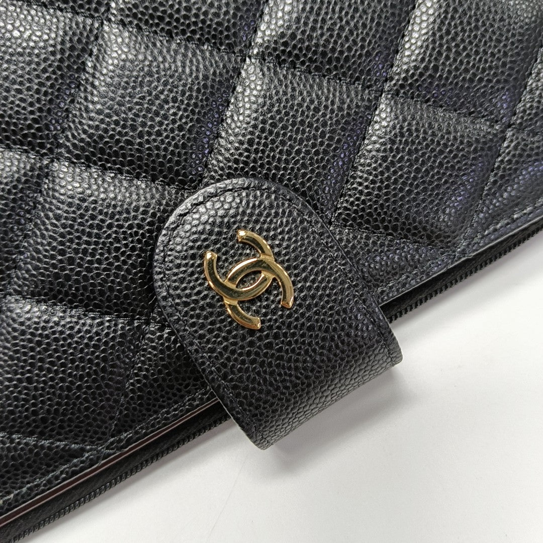 Quilted Lambskin Wallet Large Black