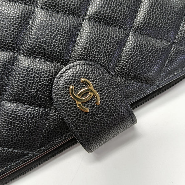 Quilted Lambskin Wallet Large Black