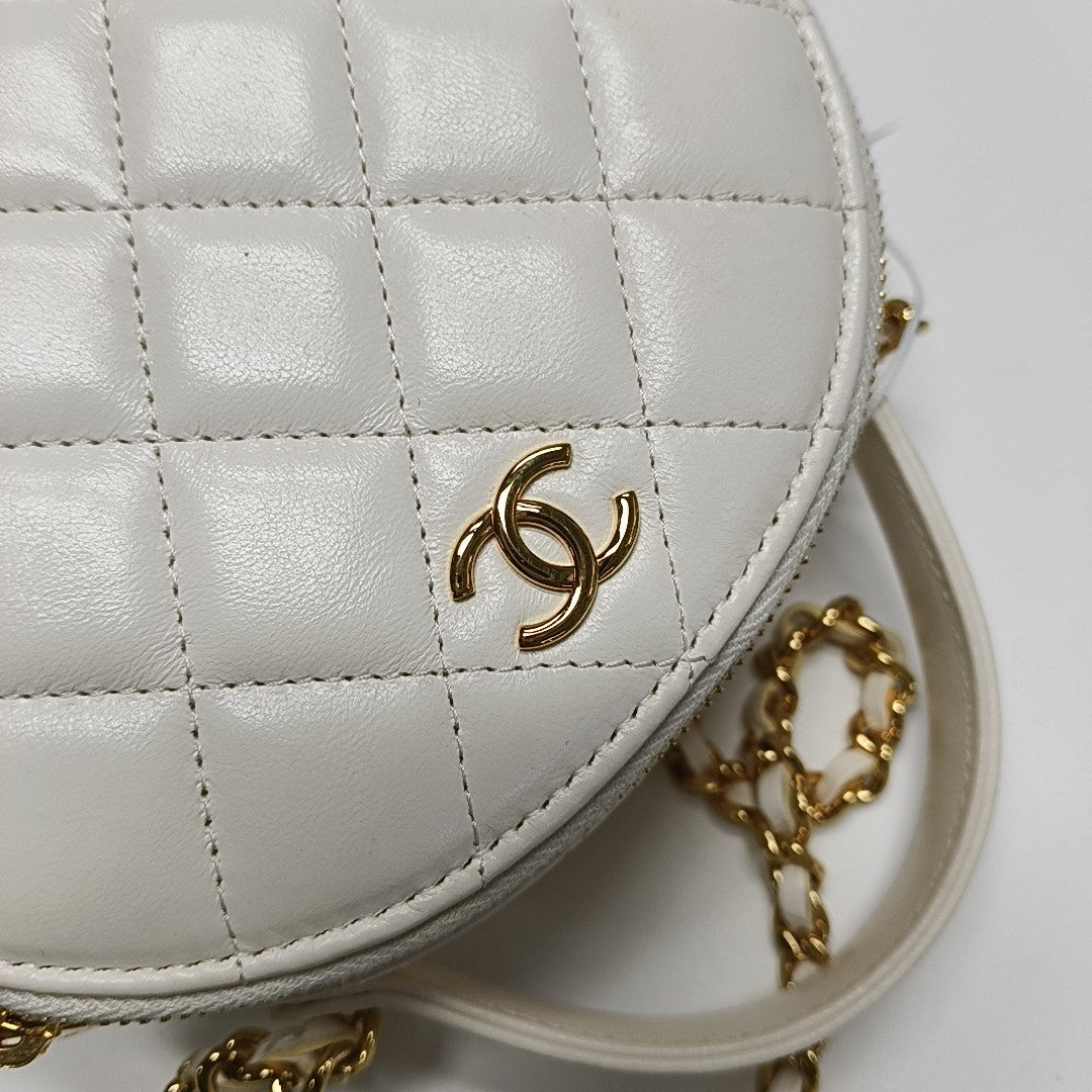 Quilted Lambskin Shoulder Bag White