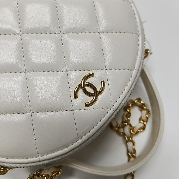 Quilted Lambskin Shoulder Bag White