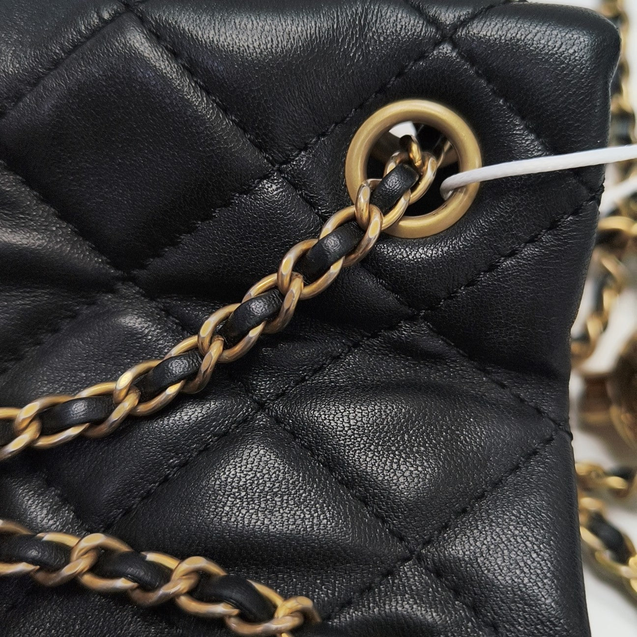 Quilted Lambskin Bucket Bag Black
