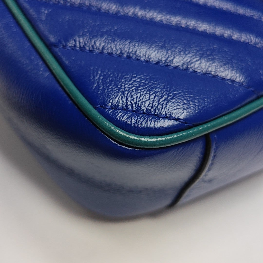 GG Marmont Medium Quilted Calfskin Blue