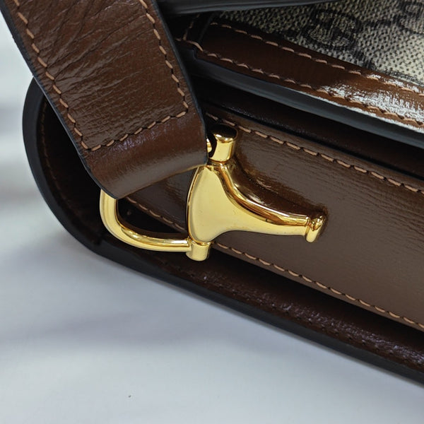 Horsebit 1955 Medium Monogram Coated Canvas Beige