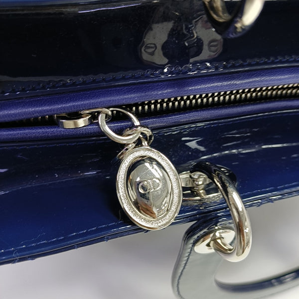 Lady Dior Large Cannage Patent Leather Blue