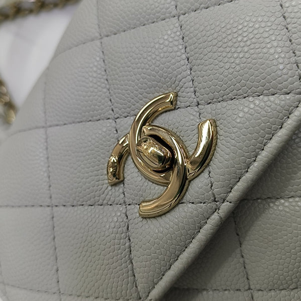 COCO HANDLE Mini Quilted Grained Calfskin Gray
