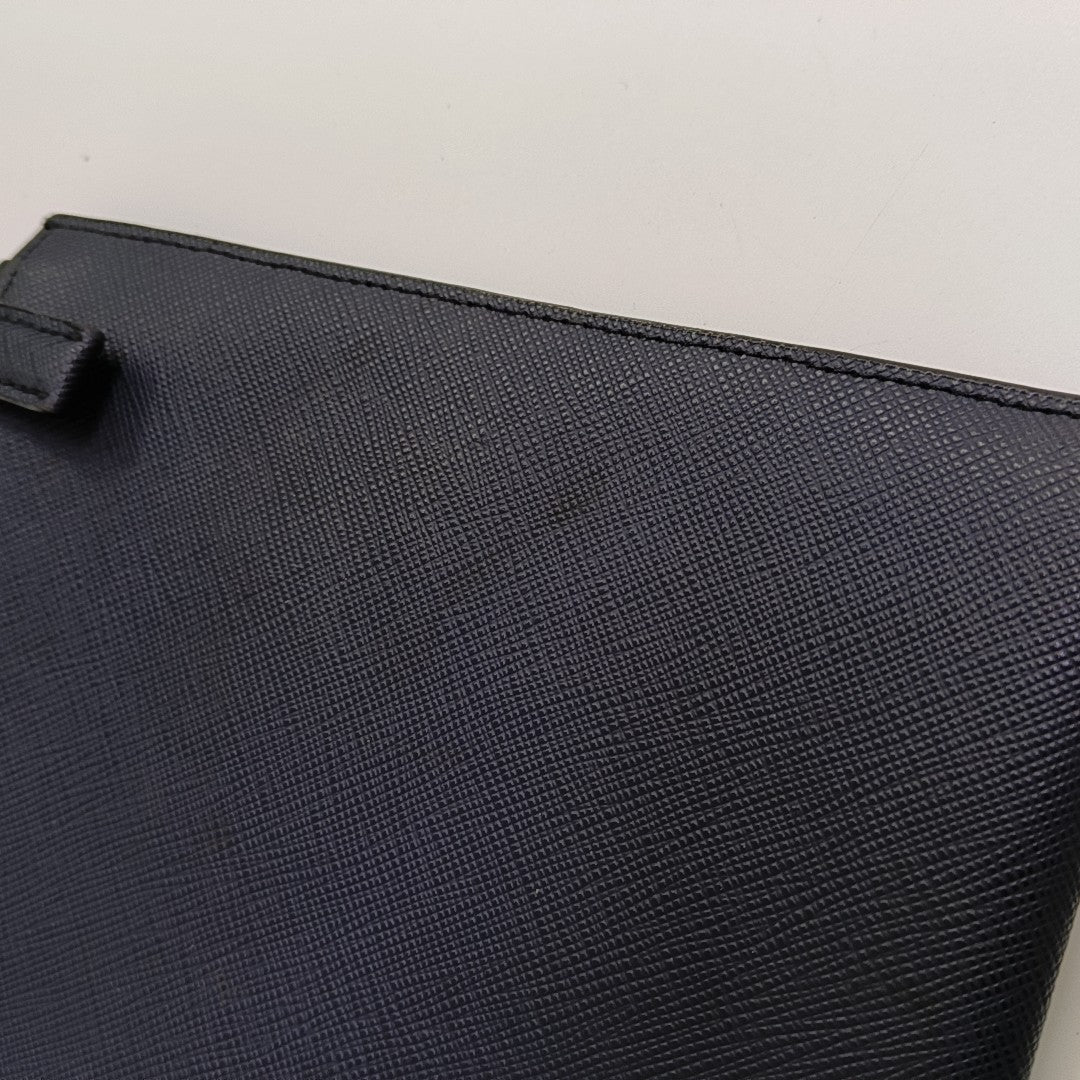 Saffiano Calfskin Clutch Blue