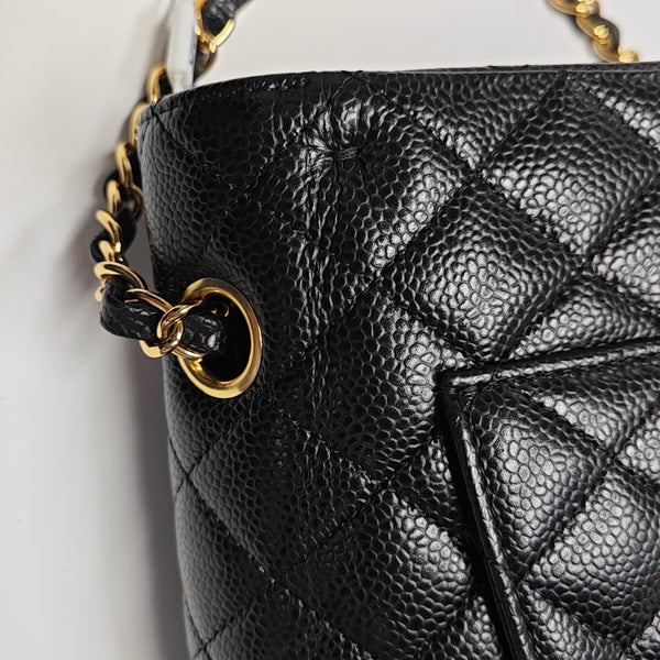 CLASSIC FLAP Medium Quilted Grained Calfskin Black