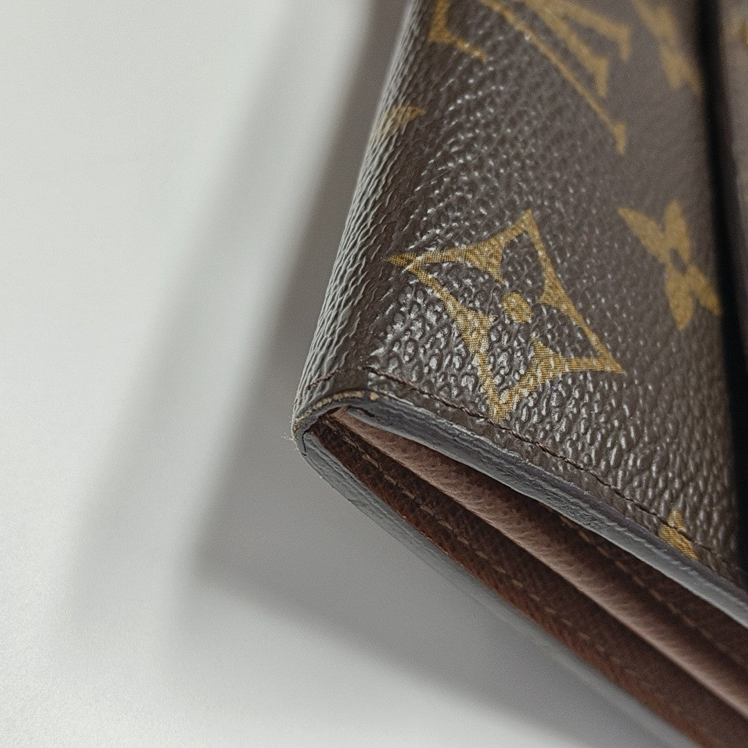 PORTE MONNAIE Monogram Coated Canvas Brown Wallet