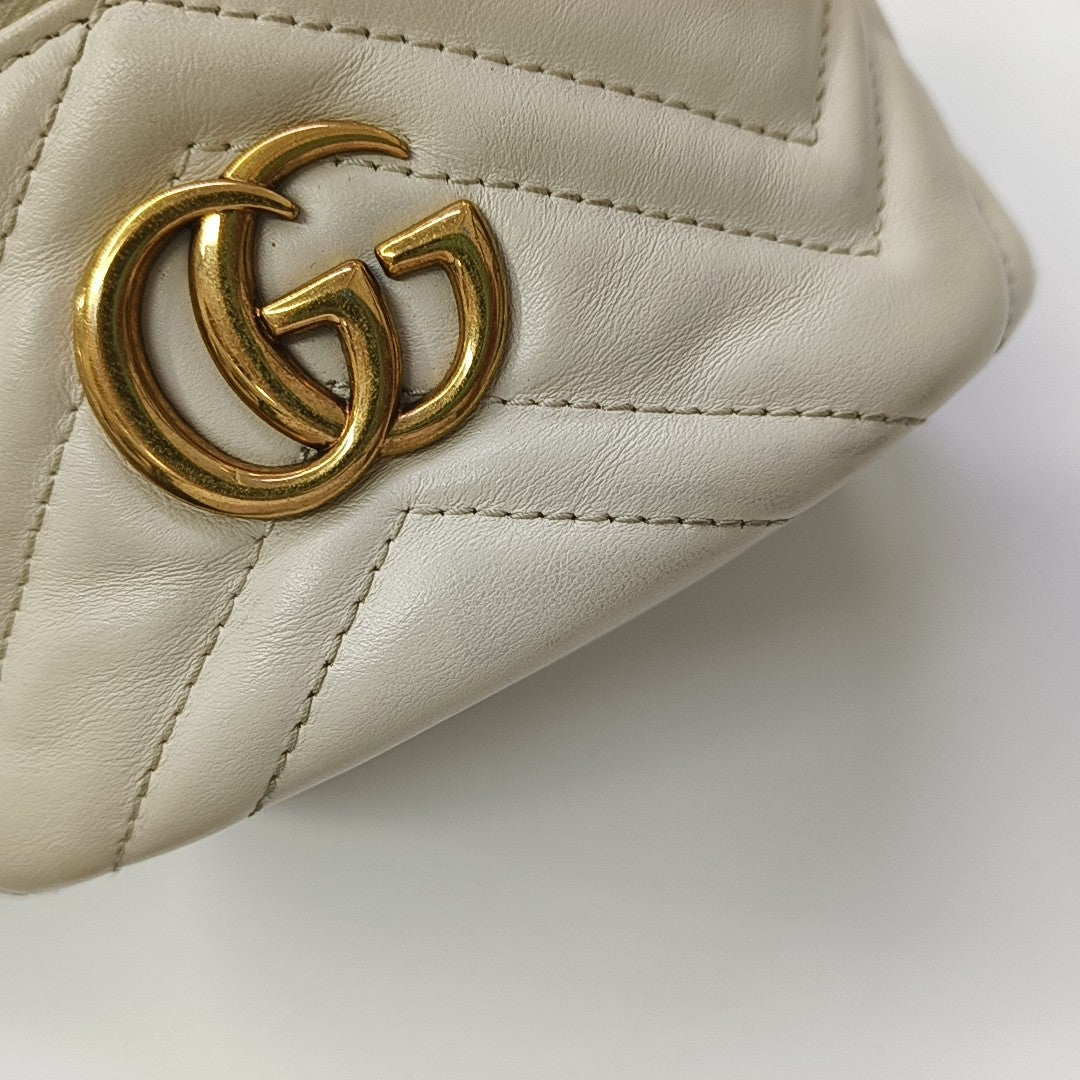 GG Marmont Mini Quilted Calfskin White