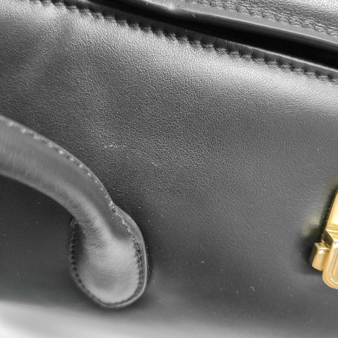 Calfskin Top Handle Bag Black