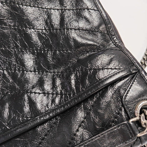 NIKI Medium Chevron Calfskin Black