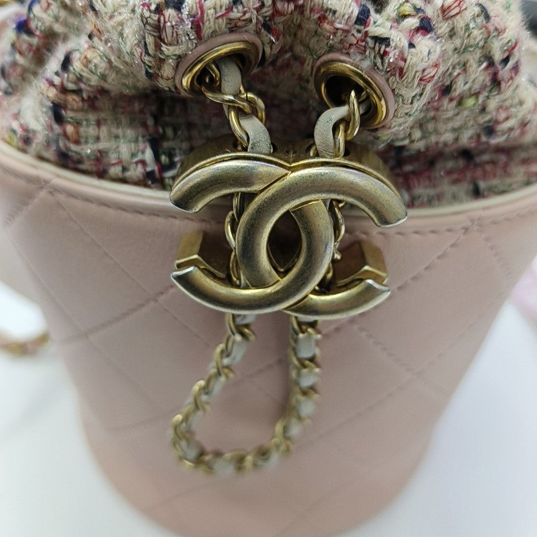 Quilted Calfskin Bucket Bag Pink