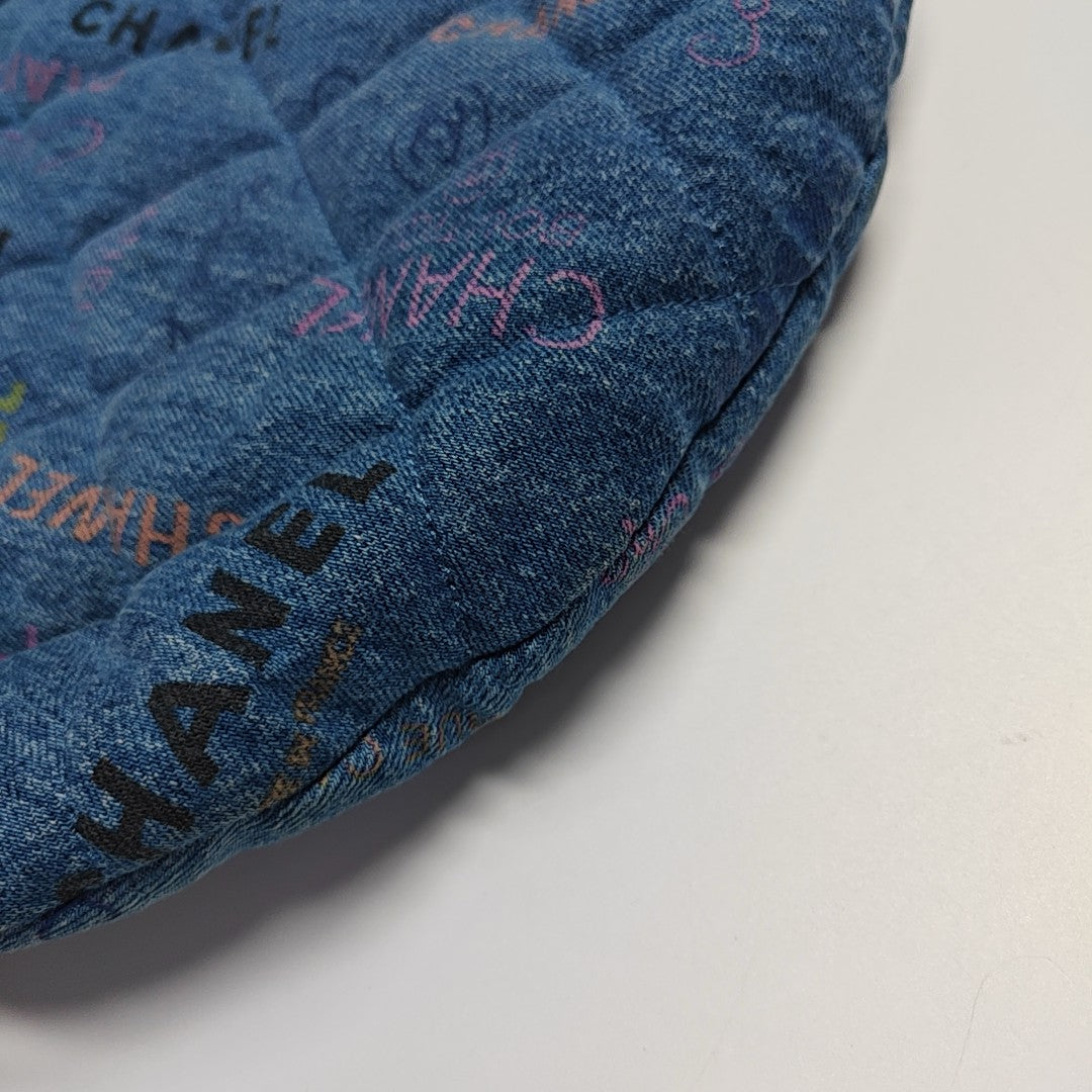 Quilted Fabric Top Handle Bag Blue