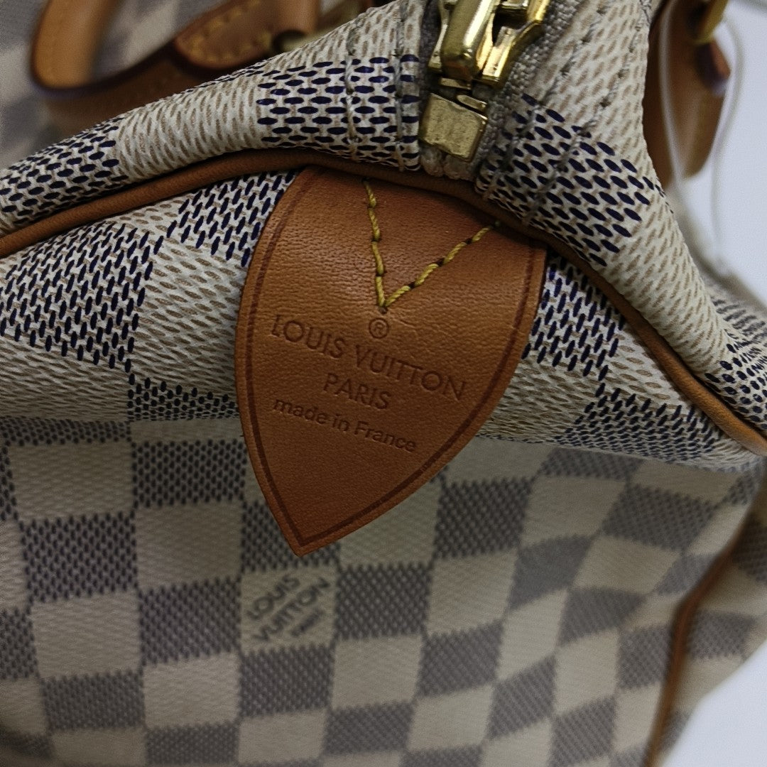 SPEEDY 30 Damier Azur Coated Canvas White