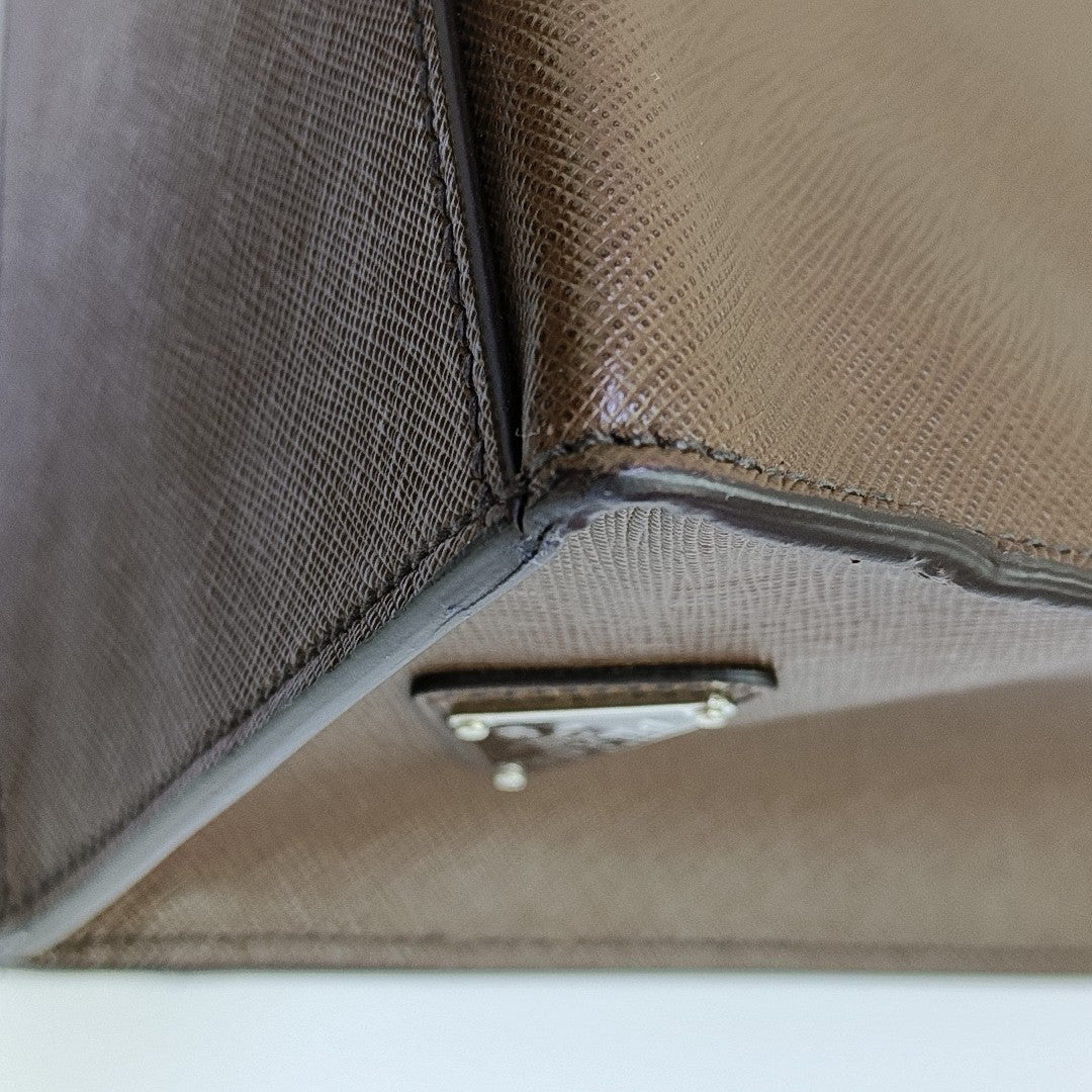 Saffiano Calfskin Shoulder Bag Brown