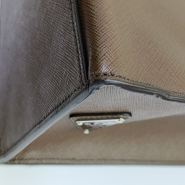Saffiano Calfskin Shoulder Bag Brown