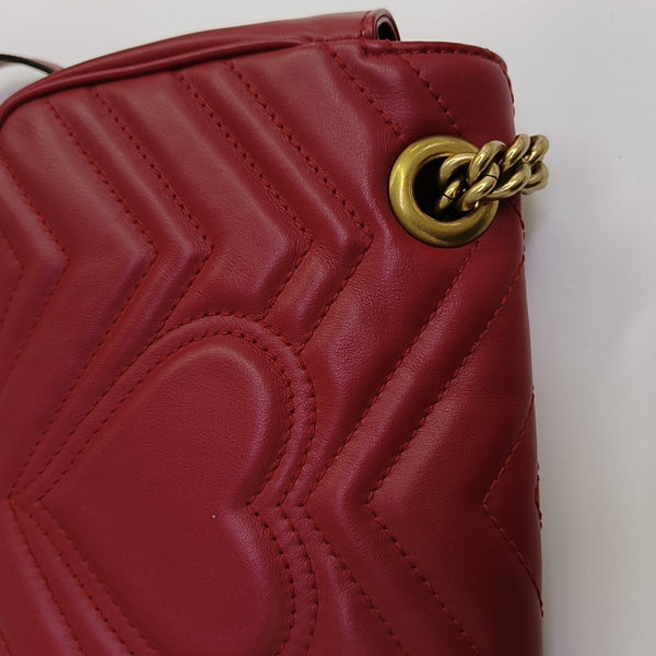 GG Marmont Small Quilted Calfskin Red