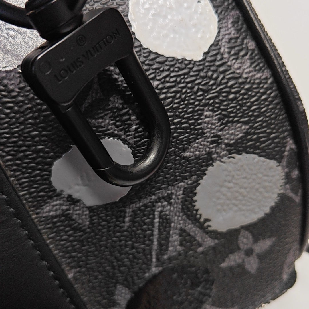 KEEPALL Monogram Coated Canvas Black