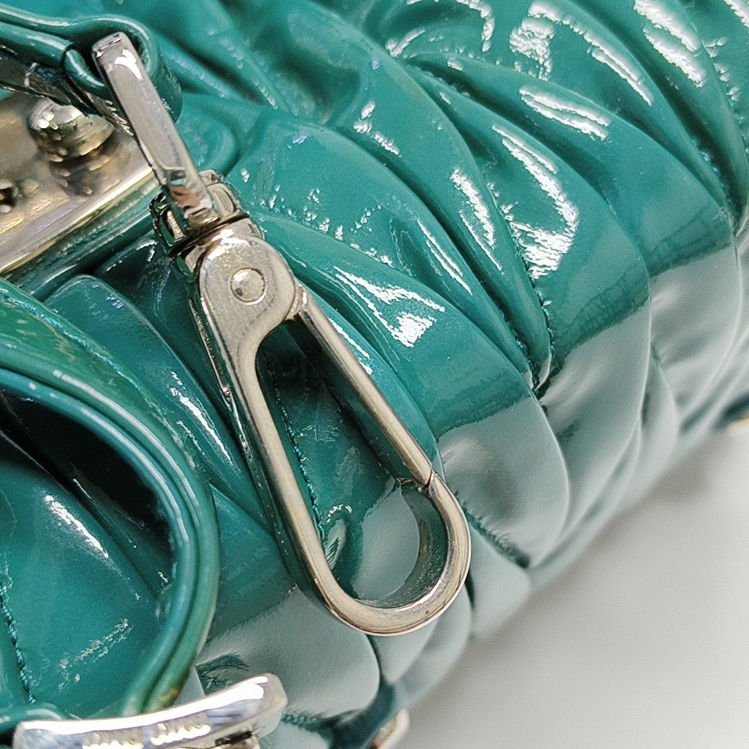 Quilted Patent Leather Shoulder Bag Green