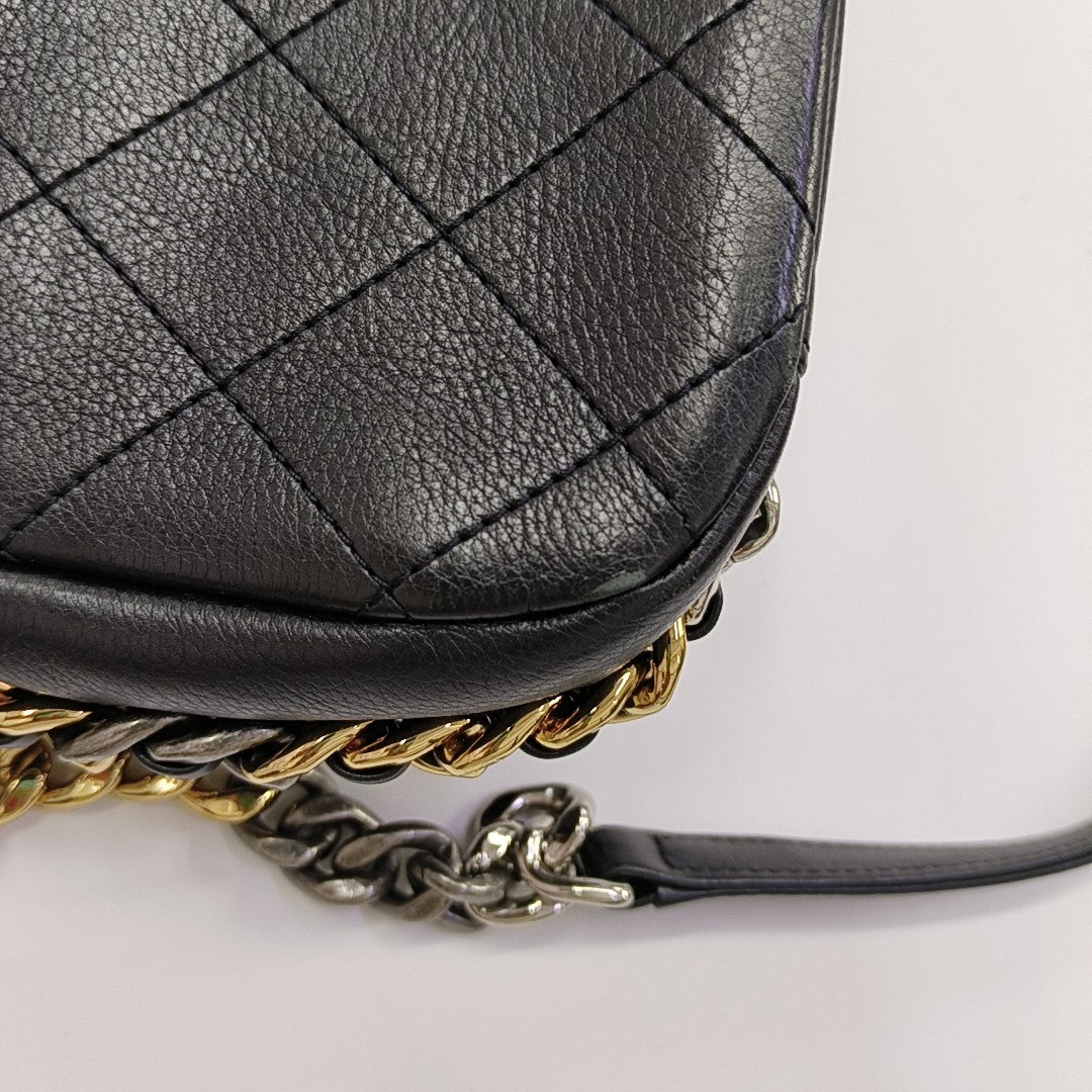 Quilted Calfskin Shoulder Bag Black