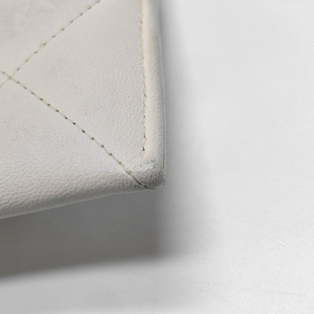 Authenticated pre-owned  CHANEL 19 Quilted Lambskin White Card Holder - Card Holder at Looply