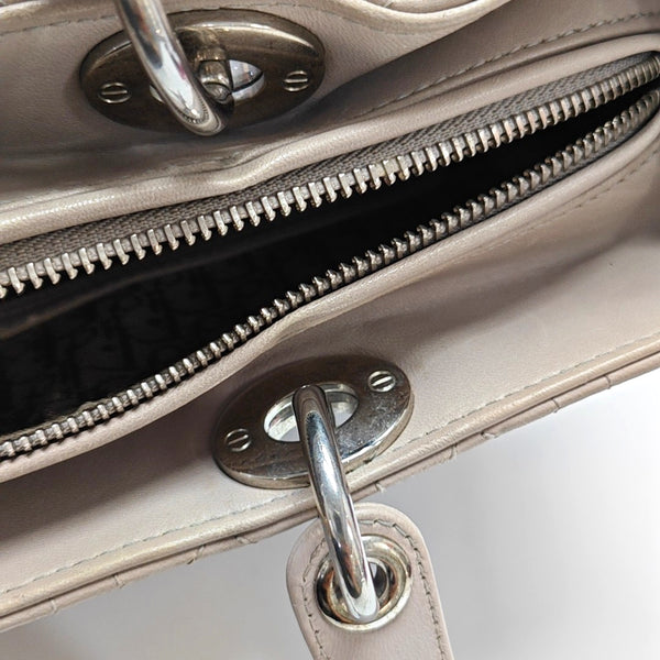 Authenticated pre-owned  Lady Dior Large Cannage Lambskin Gray - Tote Bag at Looply
