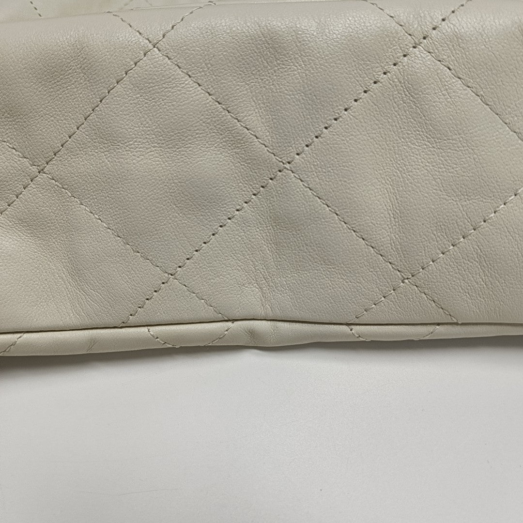 Quilted Calfskin Shoulder Bag White