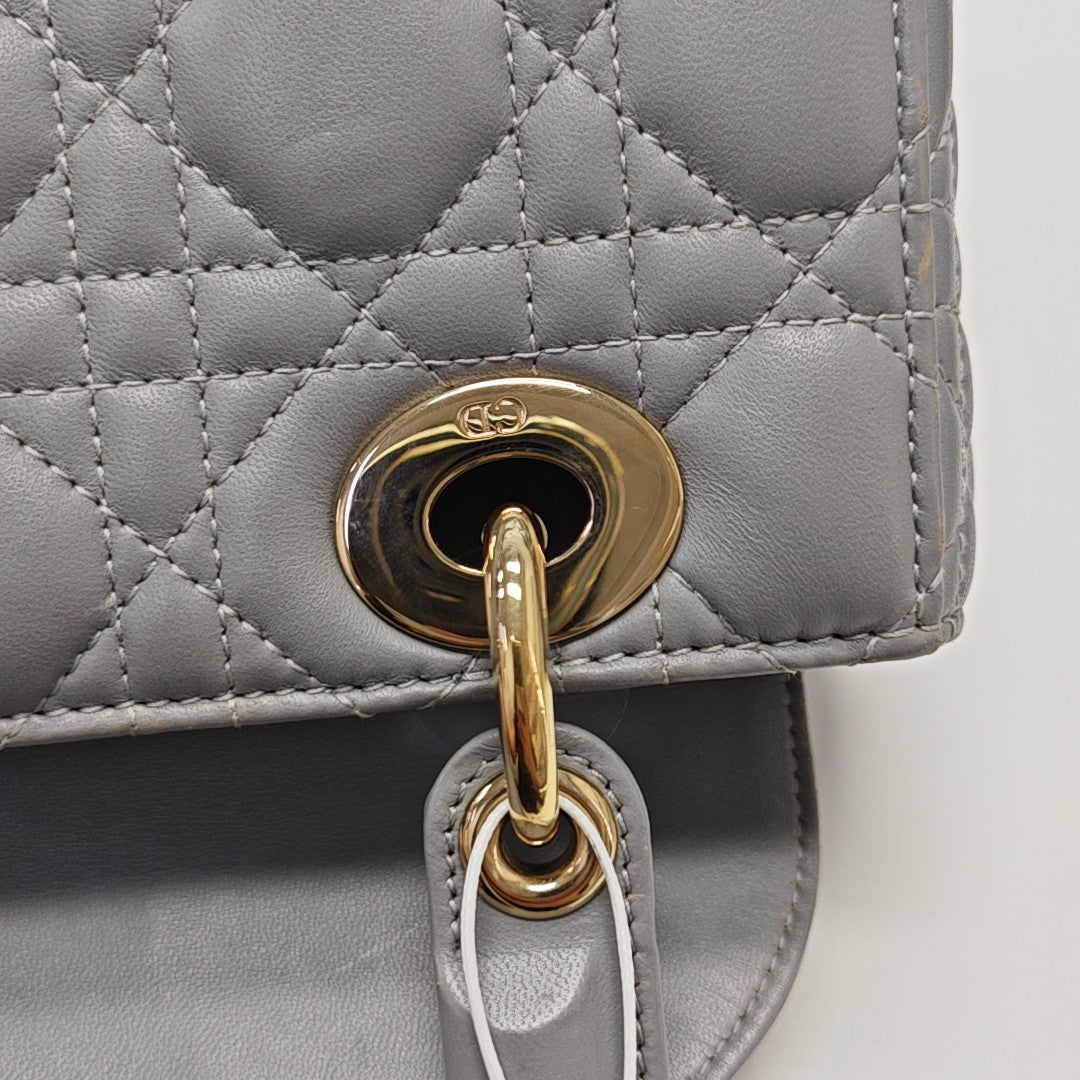 Lady Dior Small Cannage Lambskin Gray