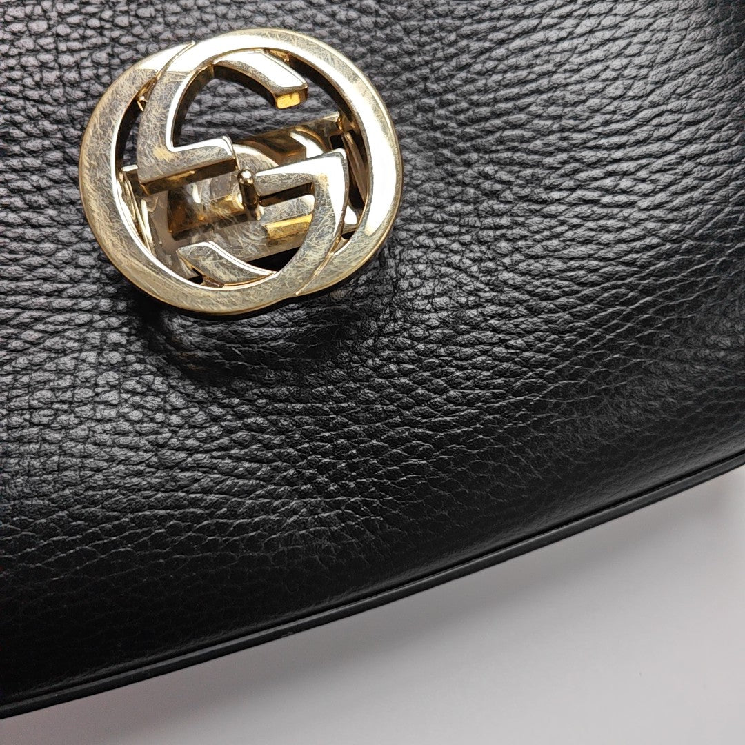 Interlocking G Large Calfskin Black