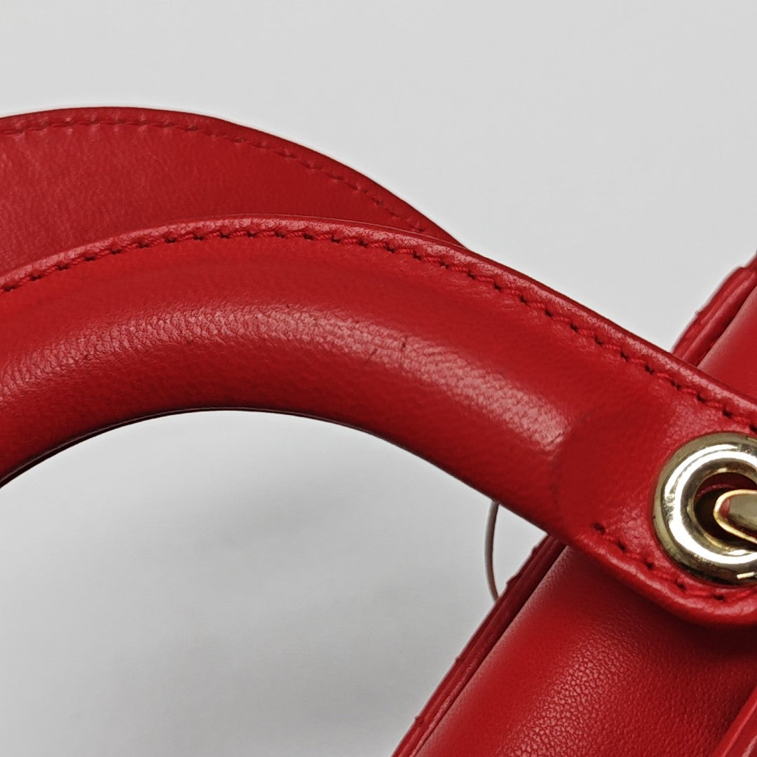 Lady Dior Small Cannage Lambskin Red